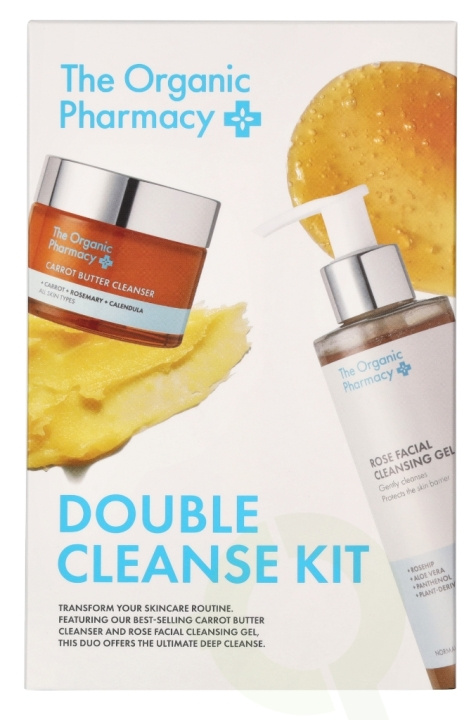 The Organic Pharmacy Double Cleanse Set 250 ml Carrot butter Cleanser 50 ml/Rose Facial Cleansing Gel 200 ml i gruppen SKÖNHET & HÄLSA / Hudvård / Ansiktsvård / Rengöring hos TP E-commerce Nordic AB (D06266)