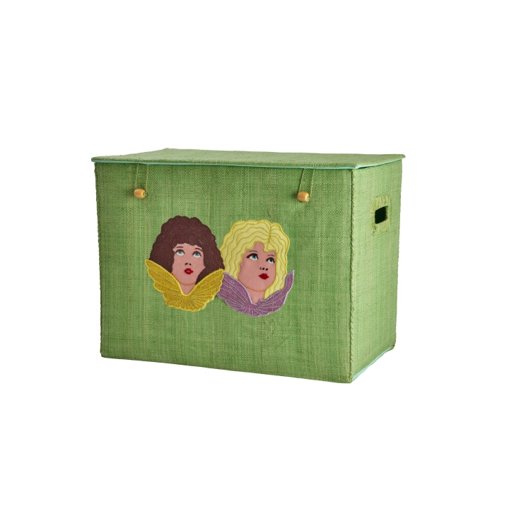 RICE Raffia förvaringslåda med änglar - Mjuk armégrön - Stor i gruppen LEKSAKER, BARN- & BABYPRODUKTER / Barnrum / Förvaring hos TP E-commerce Nordic AB (D06741)