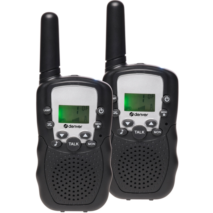 Denver Walkie Talkie Två handenheter Åtta kanaler WTA-449 Svart i gruppen SPORT, FRITID & HOBBY / Friluftsliv / Walkie talkie hos TP E-commerce Nordic AB (D09100)
