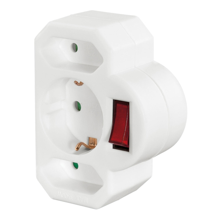 Hama Adapter 3-Vägs Med Brytare Adapter Vit i gruppen HEM, HUSHÅLL & TRÄDGÅRD / El & Belysning / Grenuttag hos TP E-commerce Nordic AB (D09252)