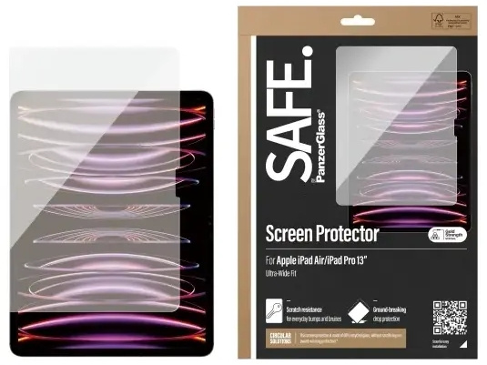 PanzerGlass SAFE Skärmskydd till Apple iPad Pro 13, iPad Air ULTRA-WIDE fit i gruppen SMARTPHONE & SURFPLATTOR / Surfplattor skydd / Apple iPad hos TP E-commerce Nordic AB (D10281)