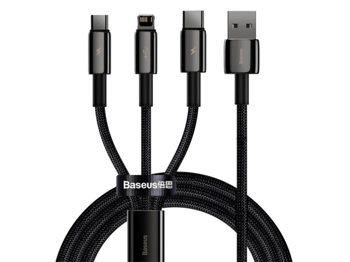 Baseus Tungsten Gold 3-in-1 USB Kabel, 1,5m i gruppen SMARTPHONE & SURFPLATTOR / Laddare & Kablar / Kablar / Kablar Lightning hos TP E-commerce Nordic AB (D10323)
