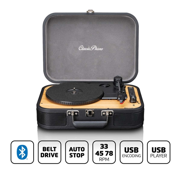 Lenco Retro Bluetooth® skivspelare med inbyggda högtalare Svart i gruppen HEMELEKTRONIK / Ljud & Bild / Hemmabio, HiFi & Bärbart / Kompaktstereo & Skivspelare hos TP E-commerce Nordic AB (D11442)