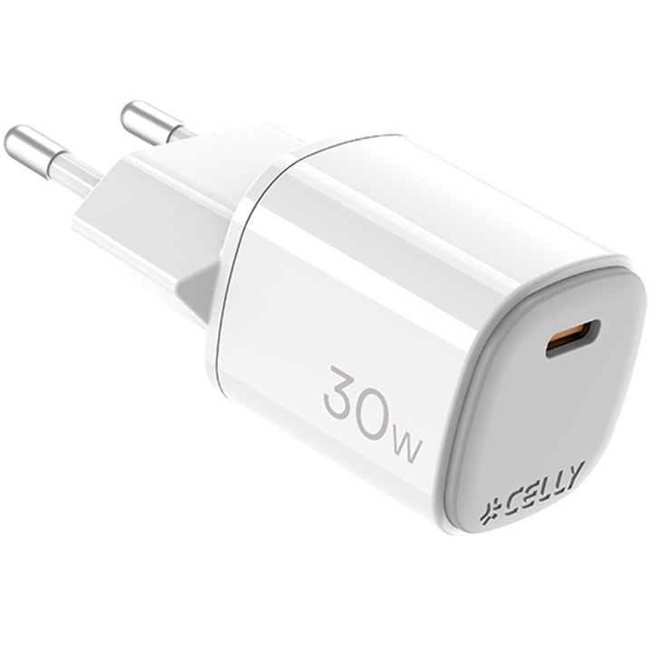 Celly USB-laddare GaN 1 x USB-C PD 30W i gruppen SMARTPHONE & SURFPLATTOR / Laddare & Kablar / Väggladdare / Väggladdare Typ C hos TP E-commerce Nordic AB (D11521)