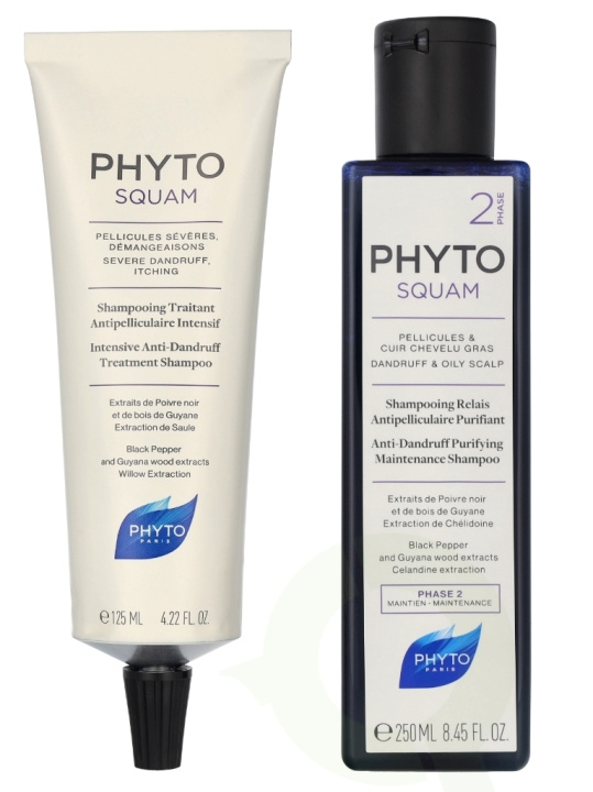 Phyto Phytosquam Purifying Shampoo Duo Set 375 ml Maintenance Shampoo 250ml/Treatment Shampoo 125ml i gruppen SKÖNHET & HÄLSA / Hår & Styling / Hårvårdsprodukter / Schampo hos TP E-commerce Nordic AB (D11771)
