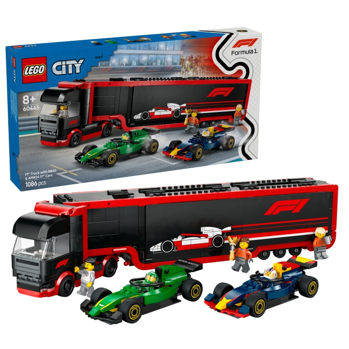 LEGO LEGO City - F1® Truck med RB20 & AMR24 F1® Bilar (60445) i gruppen LEKSAKER, BARN- & BABYPRODUKTER / Leksaker / Byggleksaker / Lego hos TP E-commerce Nordic AB (D12305)