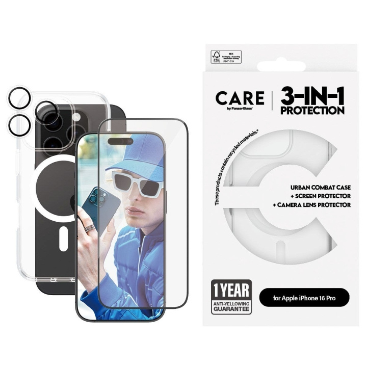 CARE by PanzerGlass - Flagship 3-i-1-paket - iPhone 16 Pro i gruppen SMARTPHONE & SURFPLATTOR / Mobilskydd / Apple / iPhone 16 hos TP E-commerce Nordic AB (D12607)
