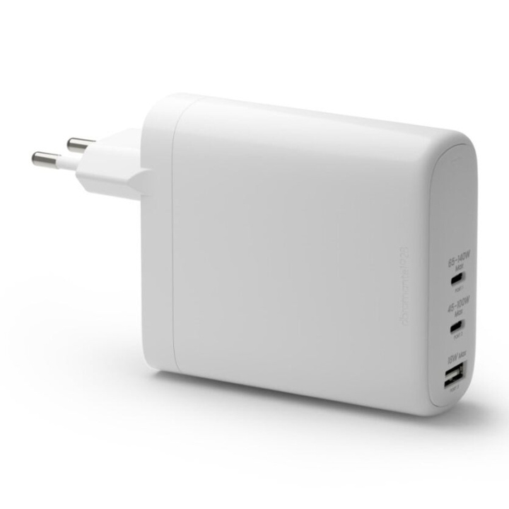 dbramante1928 Re-charge - Väggladdare GaN - USB-C 140W+100W+18W EU - Vit i gruppen SMARTPHONE & SURFPLATTOR / Laddare & Kablar / Väggladdare / Väggladdare Typ C hos TP E-commerce Nordic AB (D12816)