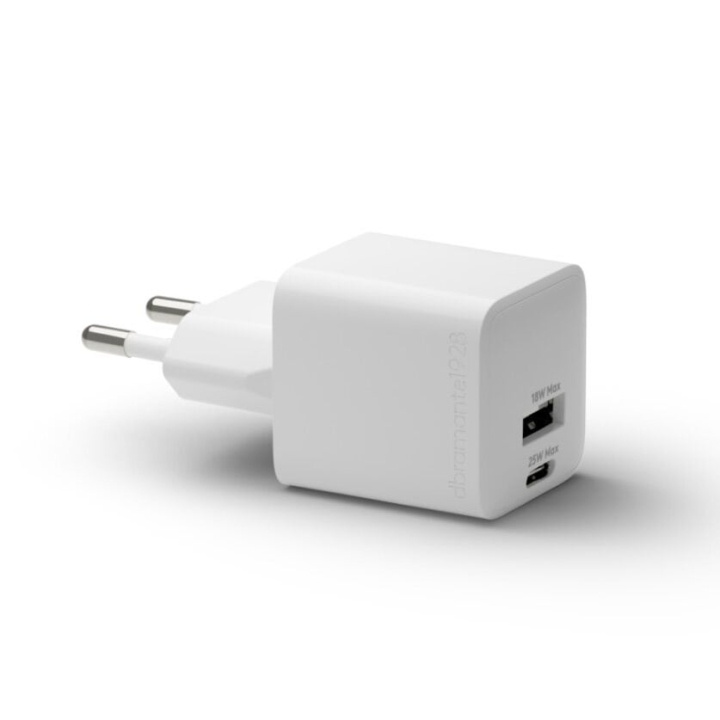 dbramante1928 Re-charge - Väggladdare GaN - USB-C+USB-A 25W+18W EU - Vit i gruppen SMARTPHONE & SURFPLATTOR / Laddare & Kablar / Väggladdare / Väggladdare Typ C hos TP E-commerce Nordic AB (D12822)