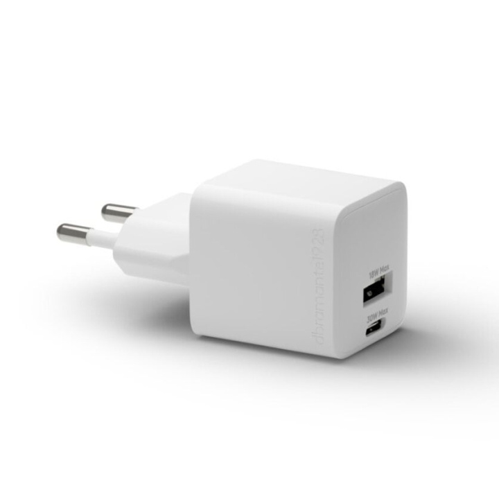 dbramante1928 Re-charge - Väggladdare GaN - USB-C+USB-A 30W+18W EU - Vit i gruppen SMARTPHONE & SURFPLATTOR / Laddare & Kablar / Väggladdare / Väggladdare Typ C hos TP E-commerce Nordic AB (D12823)