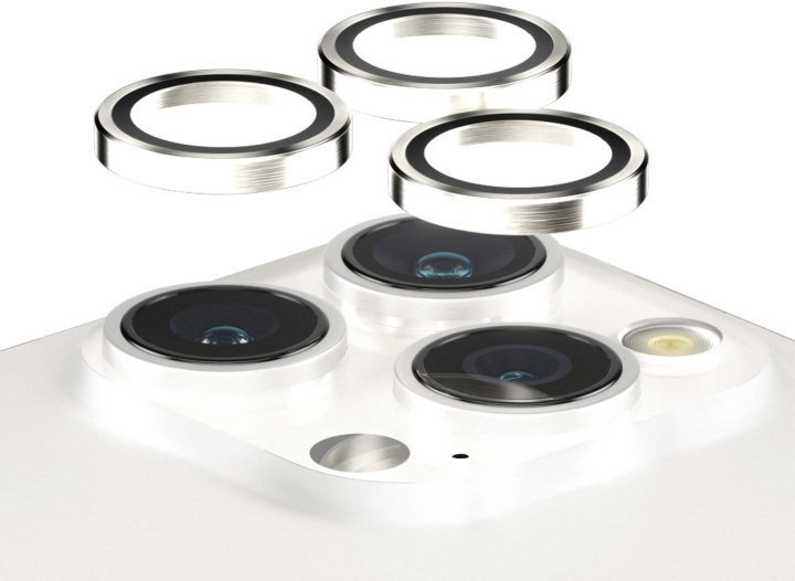 PanzerGlass Hoops kameralinsskydd, iPhone 15 Pro / 15 Pro Max, vit metall i gruppen SMARTPHONE & SURFPLATTOR / Mobilskydd / Apple / iPhone 15 hos TP E-commerce Nordic AB (D13478)