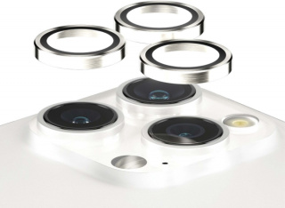 PanzerGlass Hoops kameralinsskydd, iPhone 15 Pro / 15 Pro Max, vit metall