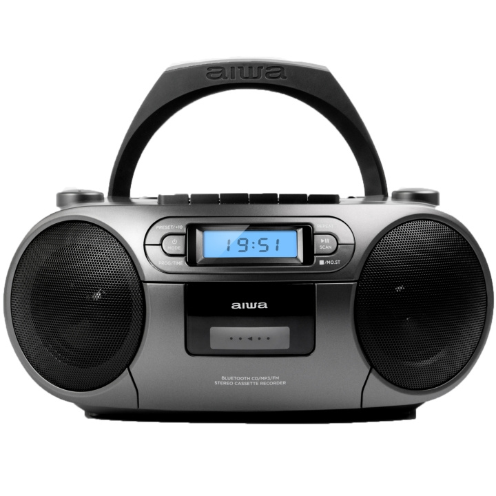 AIWA Kassettradio CD/FM-radio/Kassettband/USB/BT Mörkgrå i gruppen HEMELEKTRONIK / Ljud & Bild / Hemmabio, HiFi & Bärbart / Kompaktstereo & Skivspelare hos TP E-commerce Nordic AB (D13562)