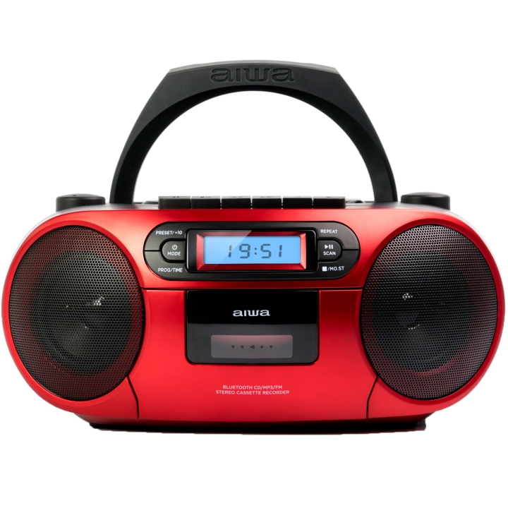 AIWA Kassettradio CD/FM-radio/Kassettband/USB/BT Röd i gruppen HEMELEKTRONIK / Ljud & Bild / Hemmabio, HiFi & Bärbart / Kompaktstereo & Skivspelare hos TP E-commerce Nordic AB (D13563)