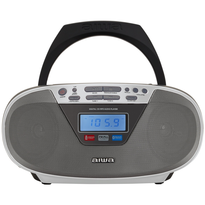 AIWA Radio med CD-spelare och Bluetooth Silver i gruppen HEMELEKTRONIK / Ljud & Bild / Hemmabio, HiFi & Bärbart / Bärbar musikspelare / CD-spelare hos TP E-commerce Nordic AB (D13569)