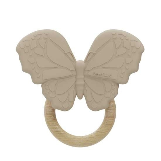 Label Label Bitring i silikon m. fjäril Nougat i gruppen LEKSAKER, BARN- & BABYPRODUKTER / Babysaker / Nappar & Bitringar hos TP E-commerce Nordic AB (D13743)