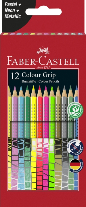 Faber-Castell 12 färgpennor Colour Grip Special Pastell-Neon Box (201569) i gruppen SPORT, FRITID & HOBBY / Hobby / Måla & Rita / Pennor, kritor & tusch hos TP E-commerce Nordic AB (D13752)
