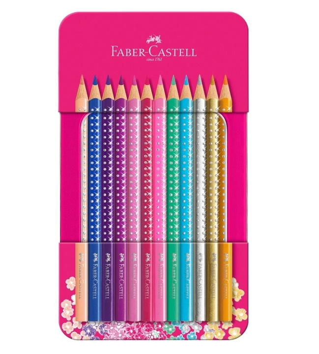 Faber-Castell Sparkle färgpenna, 12 st i plåtask (201737) i gruppen SPORT, FRITID & HOBBY / Hobby / Måla & Rita / Pennor, kritor & tusch hos TP E-commerce Nordic AB (D13756)