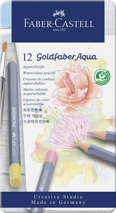 Faber-Castell Gofa Aqua metallask med 12 pastellfärger (114622) i gruppen SPORT, FRITID & HOBBY / Hobby / Måla & Rita / Pennor, kritor & tusch hos TP E-commerce Nordic AB (D13864)
