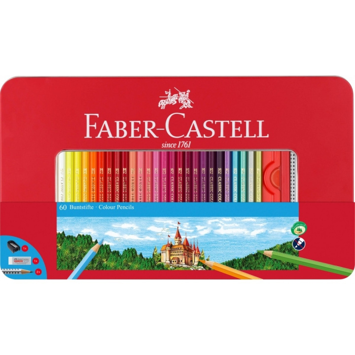 Faber-Castell Hexagonala färgpennor burk med 60 st (115894) i gruppen SPORT, FRITID & HOBBY / Hobby / Måla & Rita / Pennor, kritor & tusch hos TP E-commerce Nordic AB (D14012)