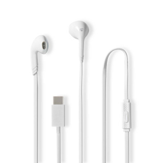 Nedis Trådbundna Hörlurar | USB-C™ | Kabellängd: 1.20 m | Inbygd mikrofon | Volymkontroll | Vit