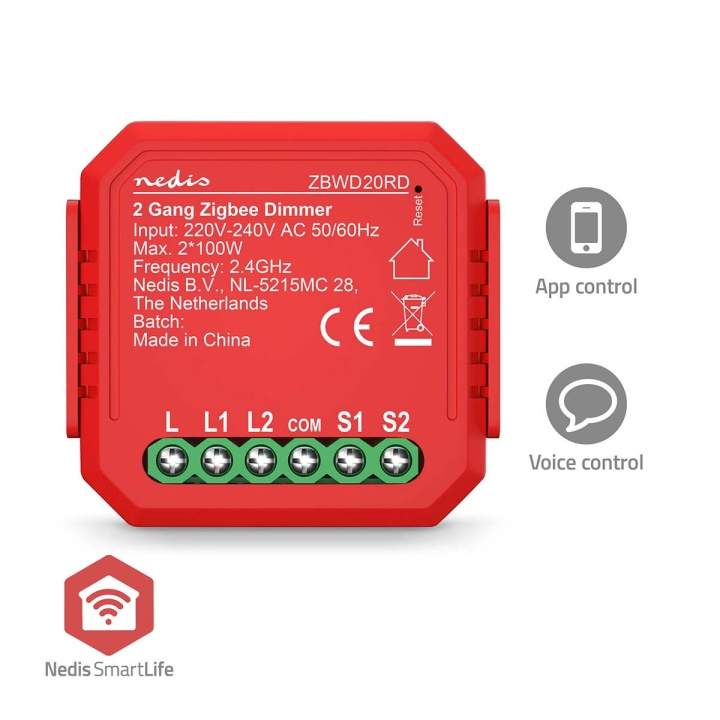 Nedis SmartLife Strömbrytare | Zigbee 3.0 | 2x100 W | Terminalanslutning | App tillgänglig för: Android™ / IOS i gruppen HEM, HUSHÅLL & TRÄDGÅRD / Smarta hem / Smarta hem-system hos TP E-commerce Nordic AB (D14666)
