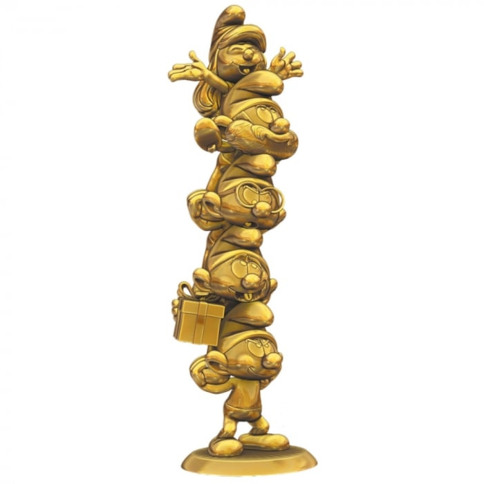 Plastoy Smurfarna Resin Staty Smurfarna Kolonn Guld Begränsad Upplaga 50 cm i gruppen SPORT, FRITID & HOBBY / Roliga prylar / Samlarobjekt hos TP E-commerce Nordic AB (D15035)