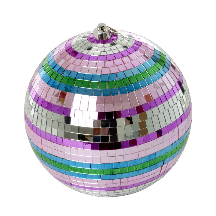 RICE Discoboll med funkiga ränder - Rosa, silver, grön och blå - Stor i gruppen SPORT, FRITID & HOBBY / Roliga prylar / Övrigt hos TP E-commerce Nordic AB (D15348)