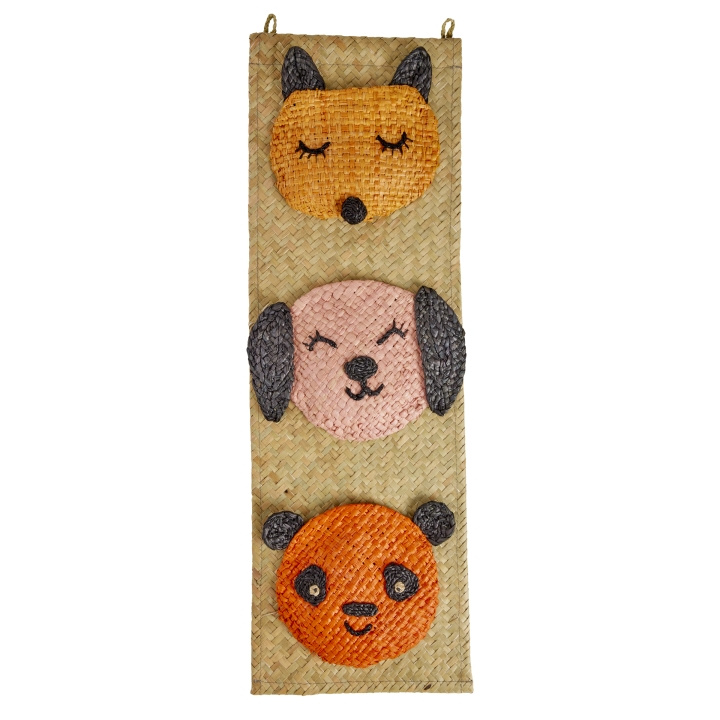 RICE Raffia vägghängare med fickor med djuransikten - 60 cm x 20 cm i gruppen LEKSAKER, BARN- & BABYPRODUKTER / Barnrum / Förvaring hos TP E-commerce Nordic AB (D15354)