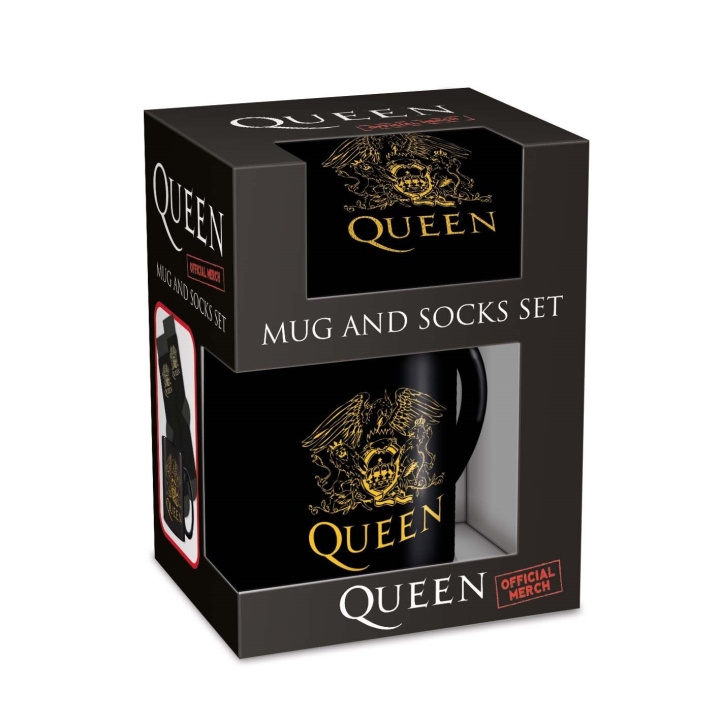 Pyramid International QUEEN Mug & Sock Set - UK storlekar 3-8 (EU 36-41) i gruppen SPORT, FRITID & HOBBY / Roliga prylar / Samlarobjekt hos TP E-commerce Nordic AB (D15414)