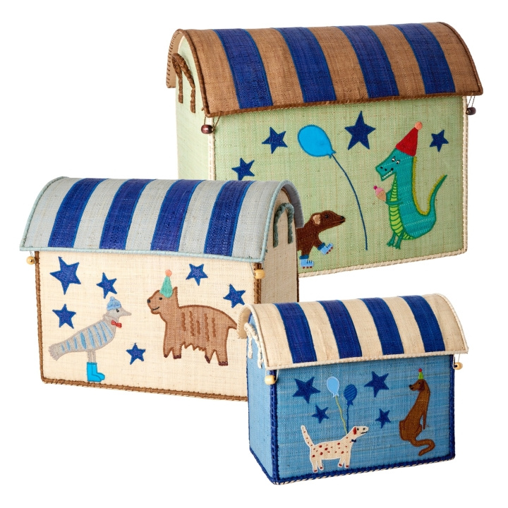 RICE Stort set med 3 leksakskorgar - Blue Party i gruppen LEKSAKER, BARN- & BABYPRODUKTER / Barnrum / Förvaring hos TP E-commerce Nordic AB (D15431)