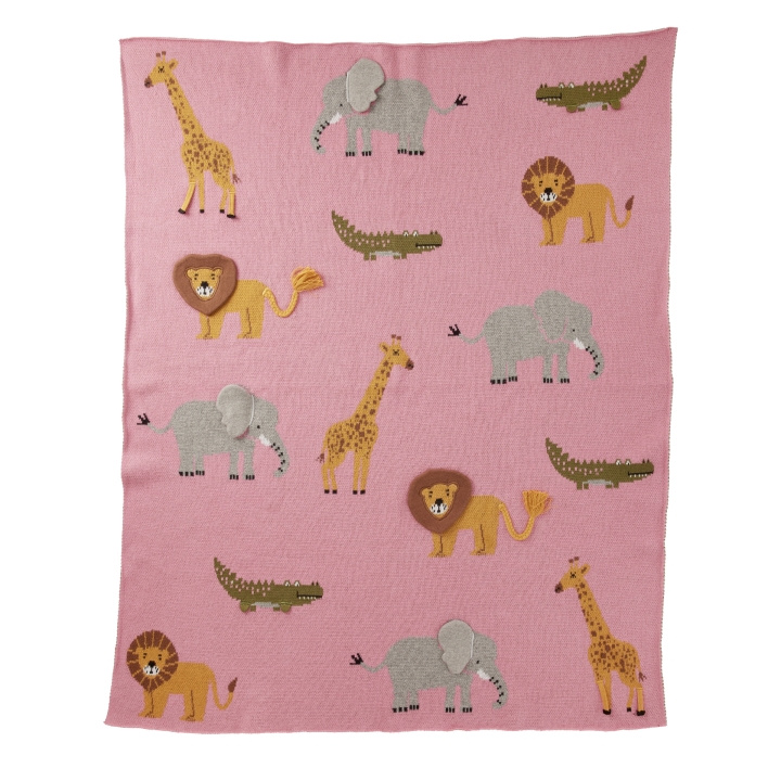 RICE Stickad babyfilt med djur och 3D-detaljer - Rosa i gruppen LEKSAKER, BARN- & BABYPRODUKTER / Barntextilier / Babyfiltar hos TP E-commerce Nordic AB (D15533)