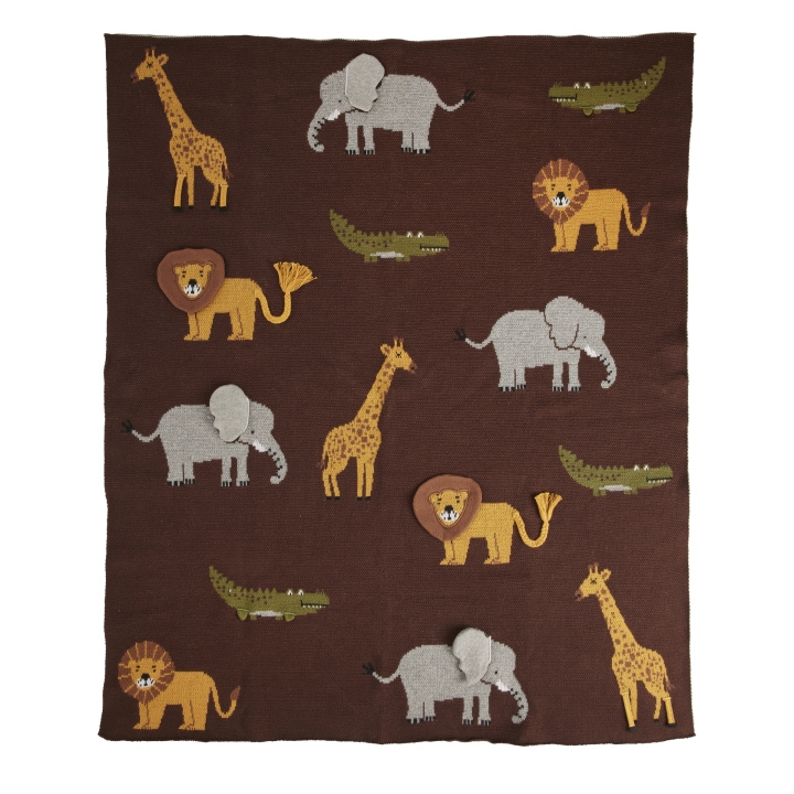 RICE Stickad babyfilt med djur och 3D-detaljer - Chokladbrun i gruppen LEKSAKER, BARN- & BABYPRODUKTER / Barntextilier / Babyfiltar hos TP E-commerce Nordic AB (D15534)