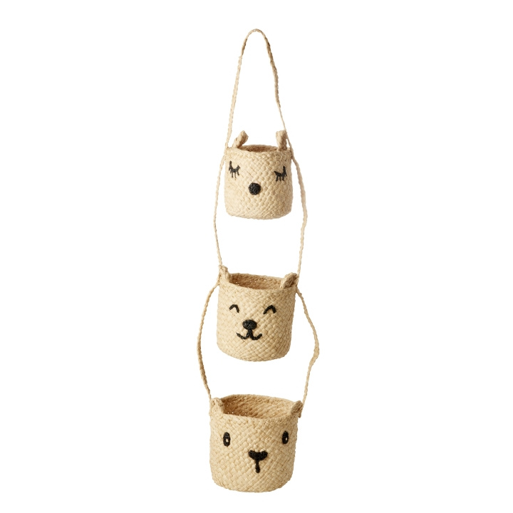 RICE Raffia 3-stegs hängande förvaring med djuransikten - Naturell i gruppen LEKSAKER, BARN- & BABYPRODUKTER / Barnrum / Förvaring hos TP E-commerce Nordic AB (D15536)