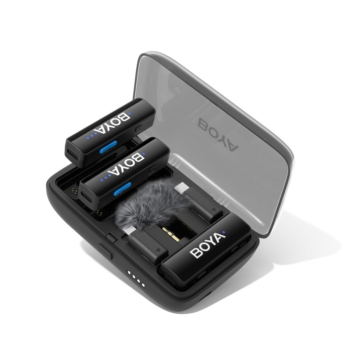 BOYA Mikrofon BOYALINK V2.0 3.5mm Trådlöst X2-system Lightning USB-C i gruppen HEMELEKTRONIK / Ljud & Bild / Handhållna mikrofoner hos TP E-commerce Nordic AB (D15814)
