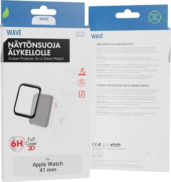 Wave 3D PMMA-skärmskydd för Apple Watch 41 mm, svart i gruppen SMARTPHONE & SURFPLATTOR / Träning, hem & fritid / Apple Watch & tillbehör / Apple Watch hos TP E-commerce Nordic AB (D15999)