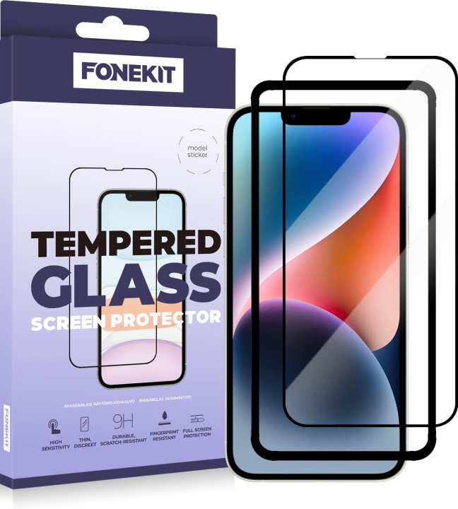 FoneKit Full Cover Armoured Glass för iPhone 13 / 13 Pro / 14, svart i gruppen SMARTPHONE & SURFPLATTOR / Mobilskydd / Apple / iPhone 13 Pro hos TP E-commerce Nordic AB (D16034)