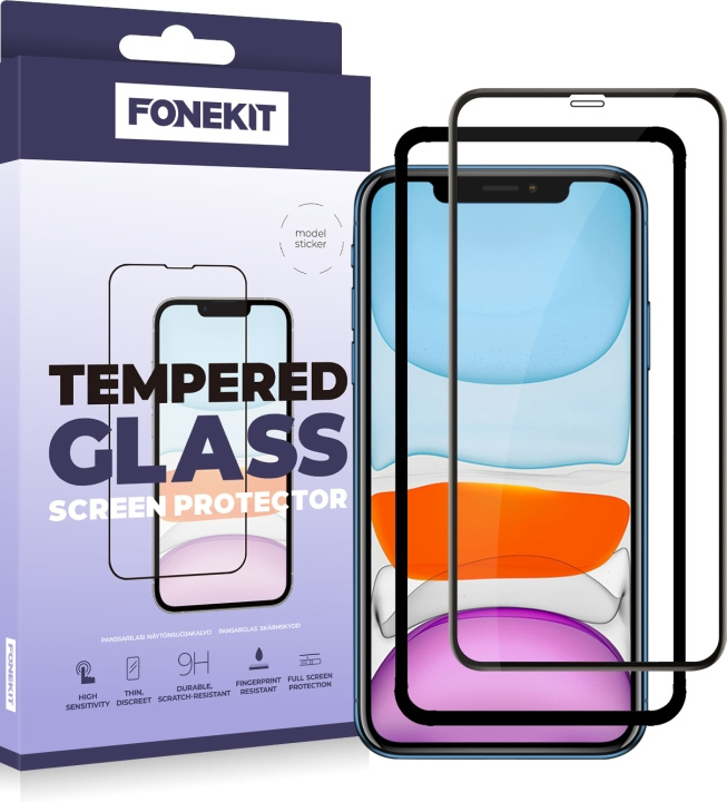 FoneKit Heltäckande skydd av armerat glas, iPhone 11 / XR, svart i gruppen SMARTPHONE & SURFPLATTOR / Mobilskydd / Apple / iPhone 11 hos TP E-commerce Nordic AB (D16037)