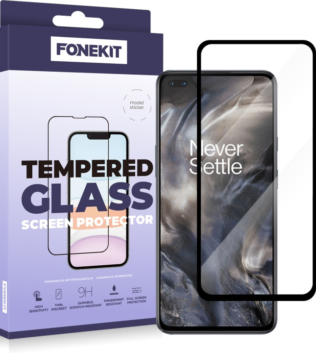 FoneKit Heltäckande skydd av armerat glas, OnePlus Nord / Nord 2 / Nord 2T i gruppen SMARTPHONE & SURFPLATTOR / Mobilskydd / OnePlus hos TP E-commerce Nordic AB (D16043)