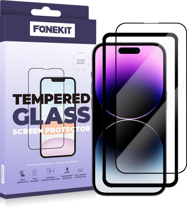 FoneKit Skärmskydd, iPhone 14 Pro Max, svart i gruppen SMARTPHONE & SURFPLATTOR / Mobilskydd / Apple / iPhone 14 hos TP E-commerce Nordic AB (D16049)