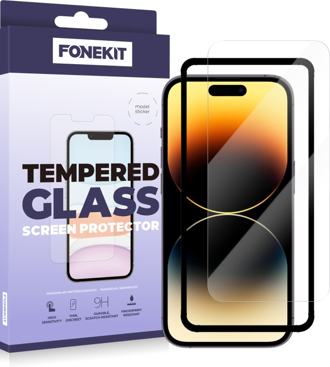 FoneKit armerat glas, iPhone 14 Pro i gruppen SMARTPHONE & SURFPLATTOR / Mobilskydd / Apple / iPhone 14 hos TP E-commerce Nordic AB (D16050)
