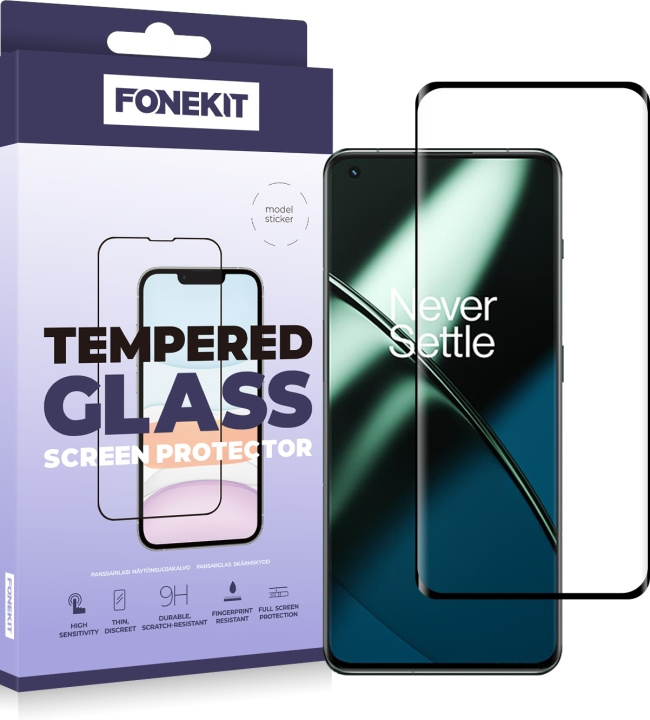 FoneKit Heltäckande pansarglas, OnePlus 11, svart i gruppen SMARTPHONE & SURFPLATTOR / Mobilskydd / OnePlus hos TP E-commerce Nordic AB (D16113)