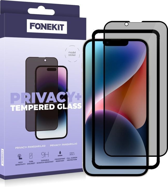 FoneKit Privacy+ Skärmskydd, iPhone 13 / 13 Pro / 14, svart i gruppen SMARTPHONE & SURFPLATTOR / Mobilskydd / Apple / iPhone 13 Pro hos TP E-commerce Nordic AB (D16117)