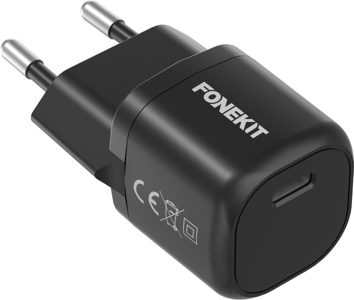 FoneKit Mini 20W AC-laddare, USB-C, svart i gruppen SMARTPHONE & SURFPLATTOR / Laddare & Kablar / Väggladdare / Väggladdare Typ C hos TP E-commerce Nordic AB (D16153)