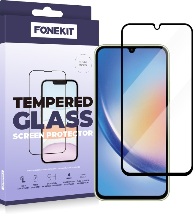 FoneKit Heltäckande pansarglas, Samsung Galaxy A34 5G i gruppen SMARTPHONE & SURFPLATTOR / Mobilskydd / Samsung hos TP E-commerce Nordic AB (D16160)
