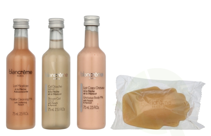 Blancreme Travel Set 305 ml Shower Gel 80ml/Body Lotion 80ml/Micellar Cleansing Water 75ml/Mask/Soap 70gr/Bag - Peach & Lemon i gruppen SKÖNHET & HÄLSA / Presentkit / Presentkit För Henne hos TP E-commerce Nordic AB (D16664)
