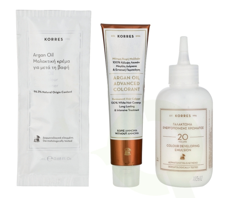 Korres Argan Oil Advanced Colorant 145 ml 6.7 Cocoa - Colorant 50ml/Emulsion 75ml/Conditioner 20ml i gruppen SKÖNHET & HÄLSA / Hår & Styling / Hårvårdsprodukter / Hårfärg hos TP E-commerce Nordic AB (D16671)