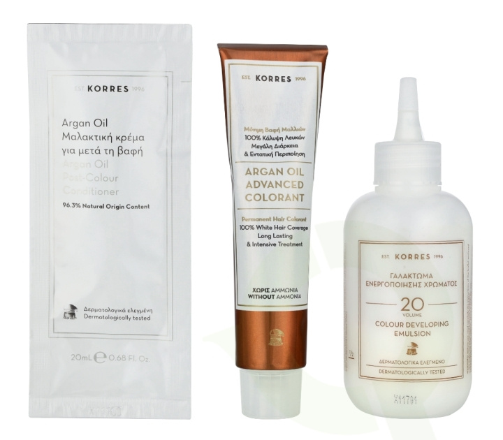 Korres Argan Oil Advanced Colorant 145 ml 77.44 Copper Blonde - Colorant 50ml/Emulsion 75ml/Conditioner 20ml i gruppen SKÖNHET & HÄLSA / Hår & Styling / Hårvårdsprodukter / Hårfärg hos TP E-commerce Nordic AB (D16675)