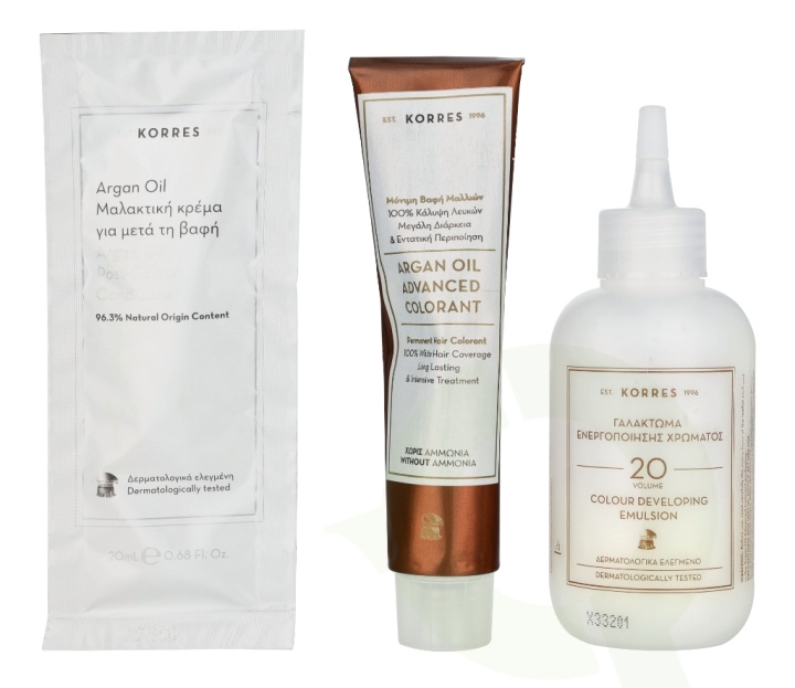 Korres Argan Oil Advanced Colorant 145 ml 7.7 Mocha - Colorant 50ml/Emulsion 75ml/Conditioner 20ml i gruppen SKÖNHET & HÄLSA / Hår & Styling / Hårvårdsprodukter / Hårfärg hos TP E-commerce Nordic AB (D16676)