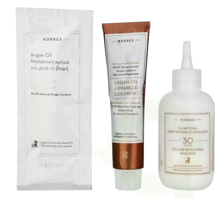 Korres Argan Oil Advanced Colorant 145 ml 10.1 Platinum Ash Blonde - Colorant 50ml/Emulsion 75ml/Conditioner 20ml i gruppen SKÖNHET & HÄLSA / Hår & Styling / Hårvårdsprodukter / Hårfärg hos TP E-commerce Nordic AB (D16677)